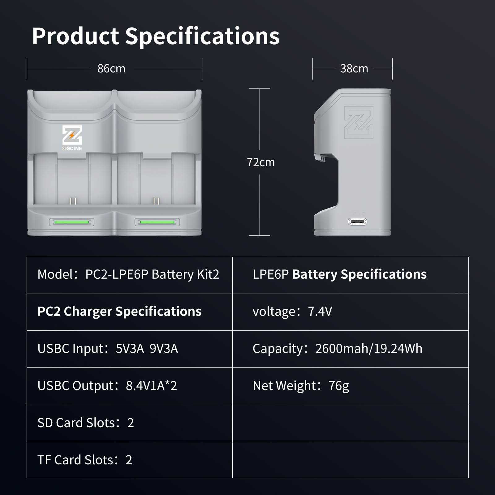 Charging case 2X inclusief 2 accu's Canon LP-E6P - Afbeelding 22