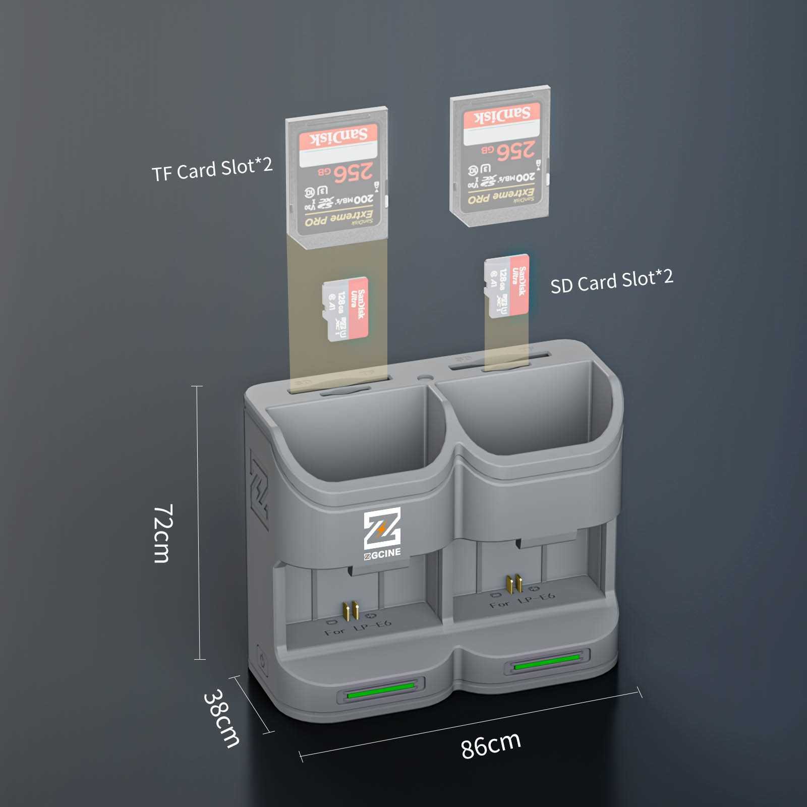 Charging case voor 2 accu's Canon LP-E6 - Afbeelding 12