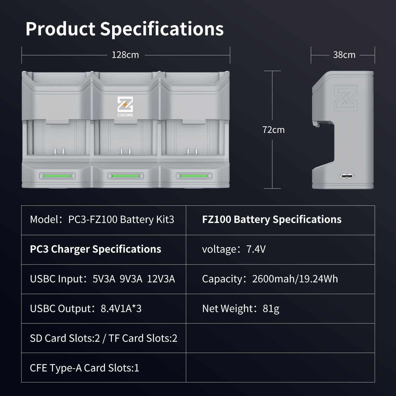 Charging case 3X inclusief 3 accu's Sony NP-FZ100 - Afbeelding 21