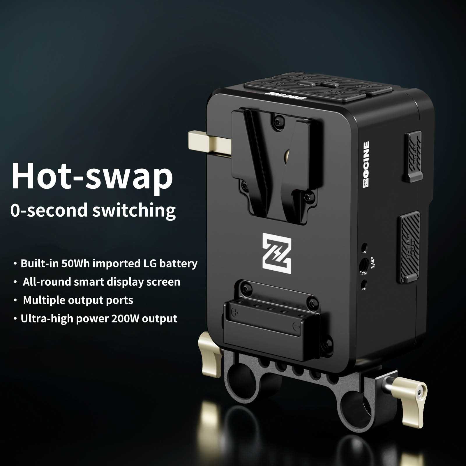 V-mount plate with built-in 55Wh battery - hotswap - Afbeelding 6