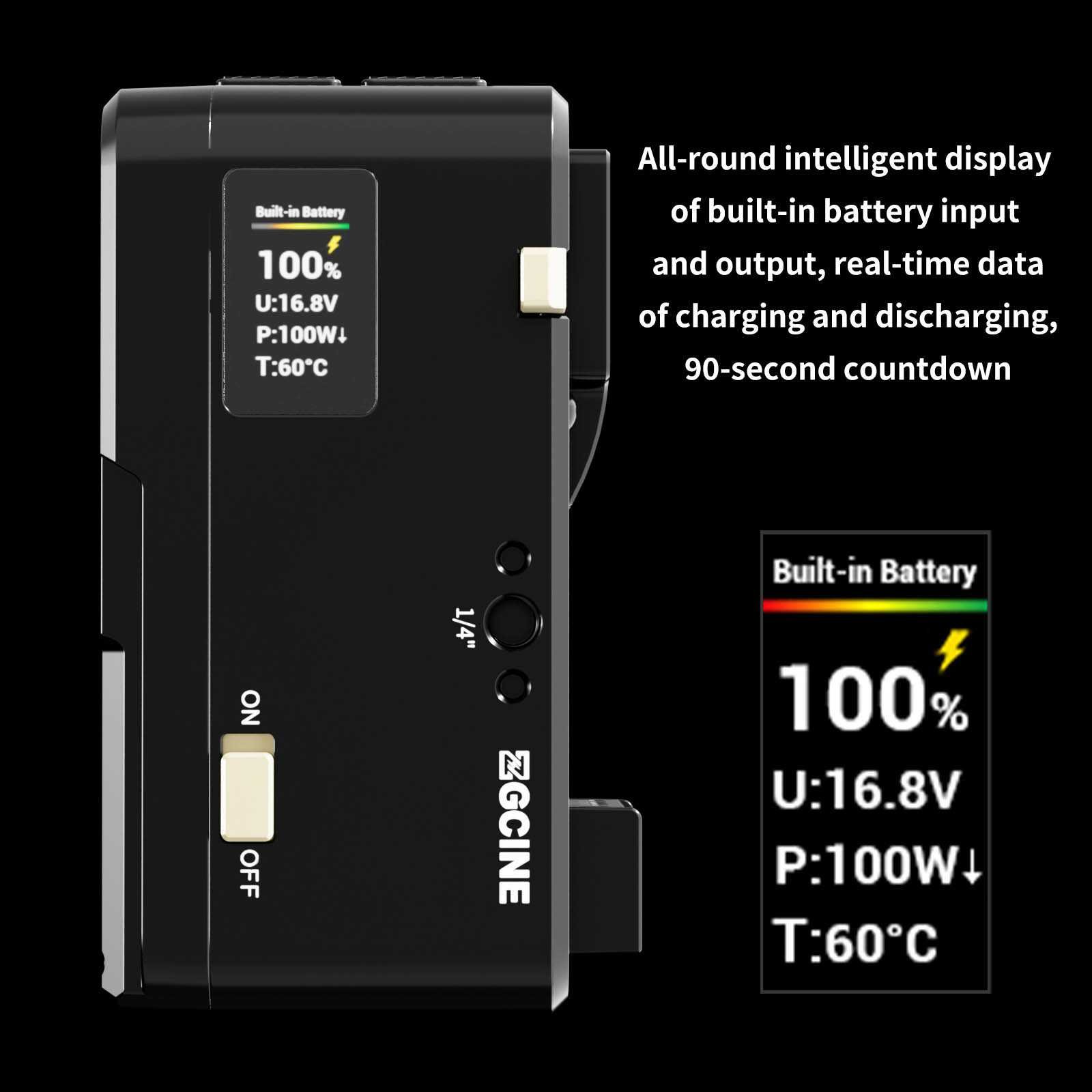 V-mount plate with built-in 55Wh battery - hotswap - Afbeelding 8