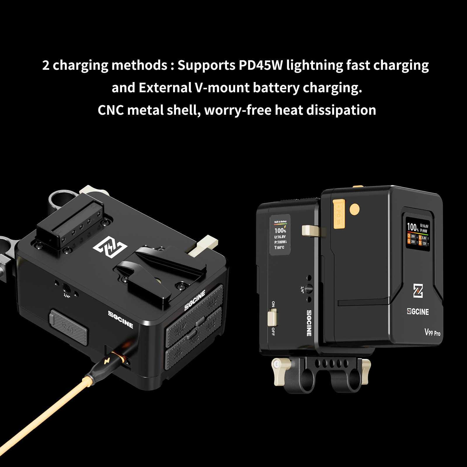 V-mount plate with built-in 55Wh battery - hotswap - Afbeelding 9