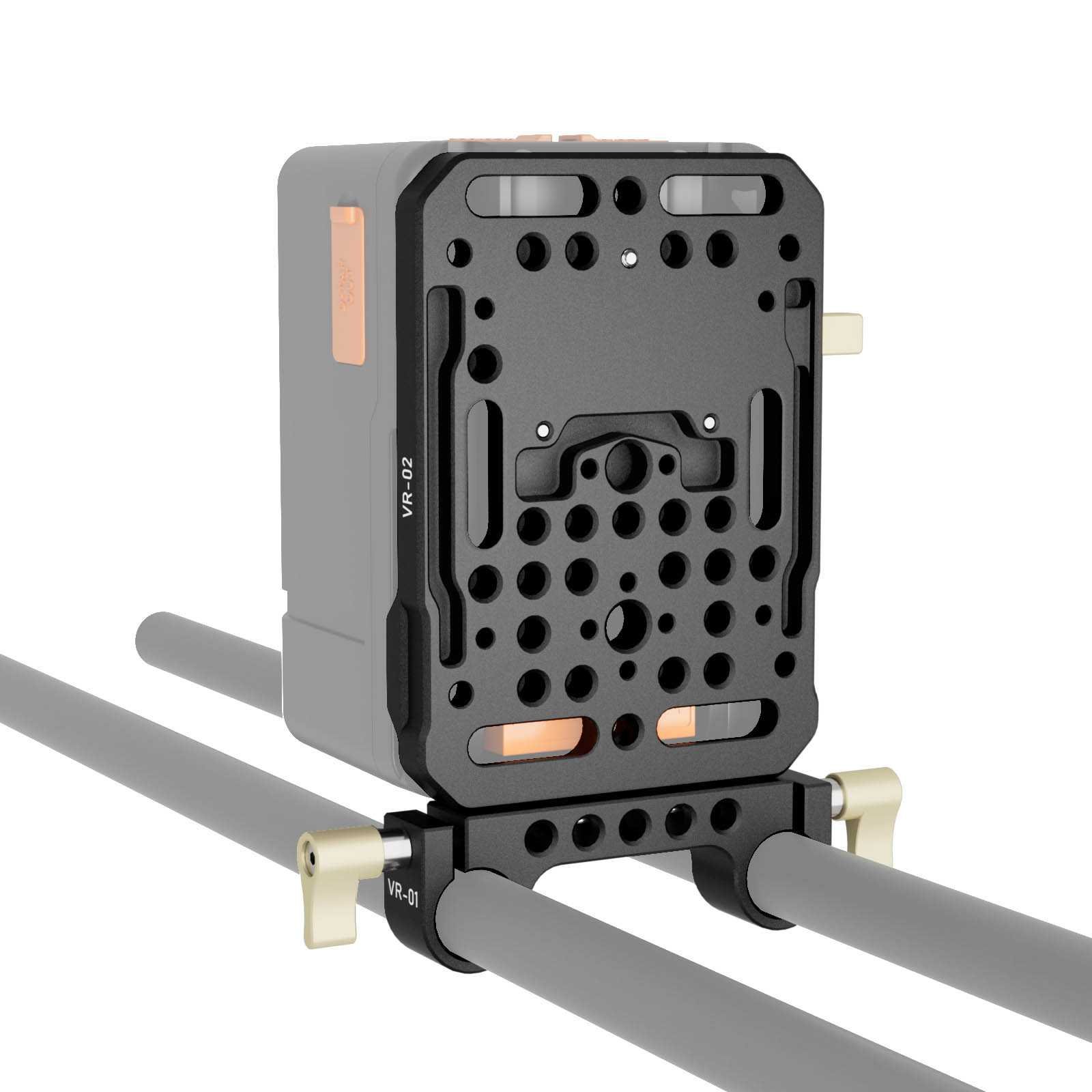 V-Lock Mount Battery Plate + 15mm rod mount - Afbeelding 3